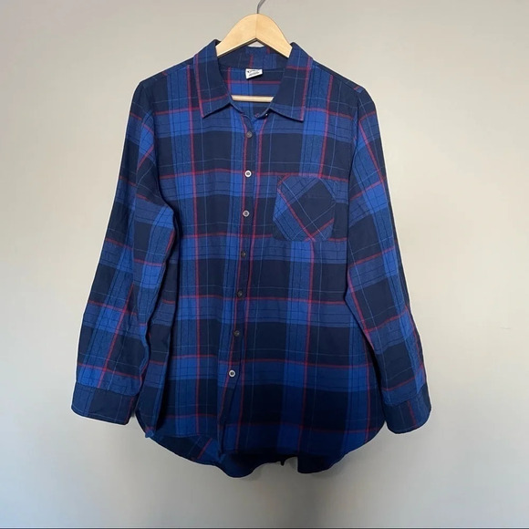 D/C Jean  Blue Red Plaid Long Sleeve Shirt Sz 1X - Picture 2 of 13
